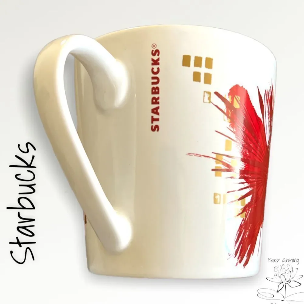 Starbucks Abstract Red & Gold Mug - 2014 Edition